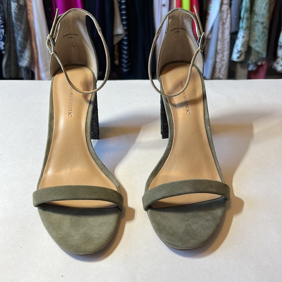 BANANA REPUBLIC Women’s Glitter High Block Heel Sandals Green Size 8.5 - Picture 6 of 15